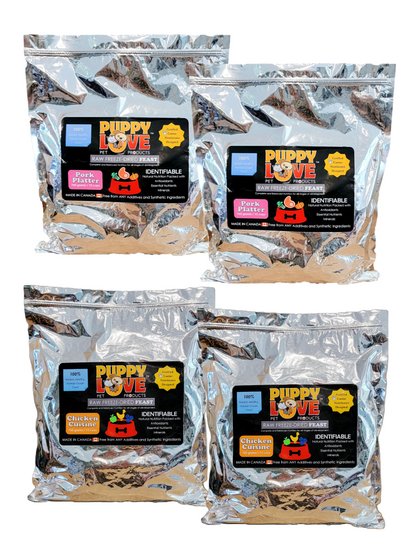 Mixed Bundle - Puppy Love Raw Freeze Dried Feast - Chicken Cuisine & Pork Platter